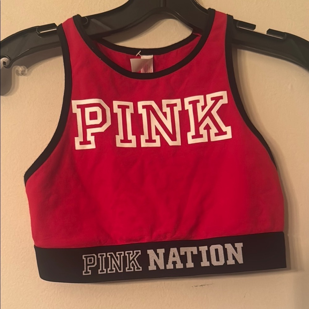 PINK Victoria's Secret Red and Black Sports Bra
